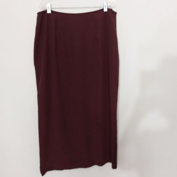 Simply French Collection Wine Color Faux Wrap Midi Maxi Skirt Women's Size 18 - Picture 5 of 10